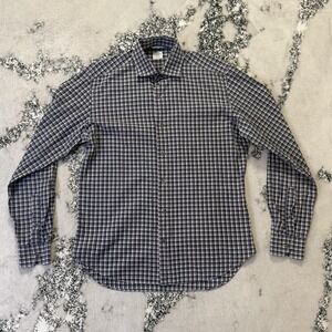 Culturata Shirt Mens Sz M 15-3/4 40 Blue Check Long Sleeve Button Up 100% Cotton